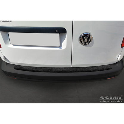 Matt-Schwarz Aluminium Heckstoßstangenschutz passend für Volkswagen Caddy 2004-2015 & FL 2015-2020 'Riffled Plate'