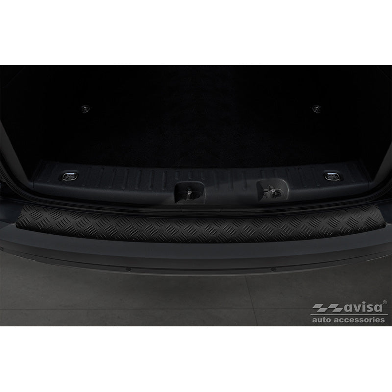 Matt-Schwarz Aluminium Heckstoßstangenschutz passend für Volkswagen Caddy 2004-2015 & FL 2015-2020 'Riffled Plate'