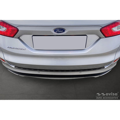 Matt-Schwarz Edelstahl Heckstoßstangenschutz passend für Ford Mondeo V Wagon 2014- 'Ribs'
