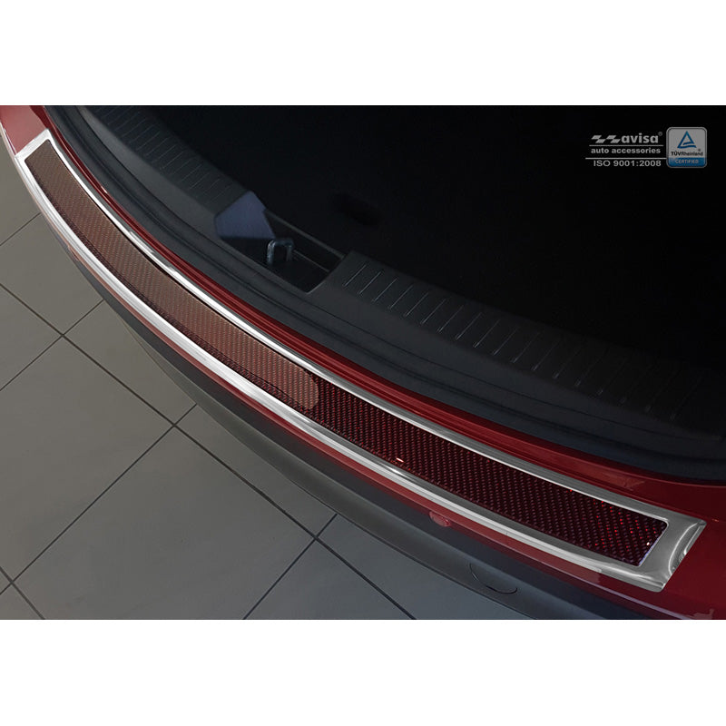 Edelstahl Heckstoßstangenschutz 'Deluxe' passend für Mazda CX-5 2014- Chrom/Rot-Schwarz Karbon