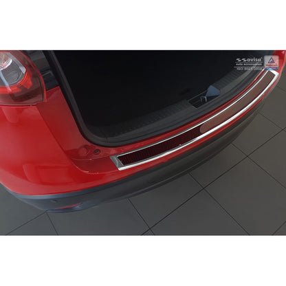 Edelstahl Heckstoßstangenschutz 'Deluxe' passend für Mazda CX-5 2014- Chrom/Rot-Schwarz Karbon