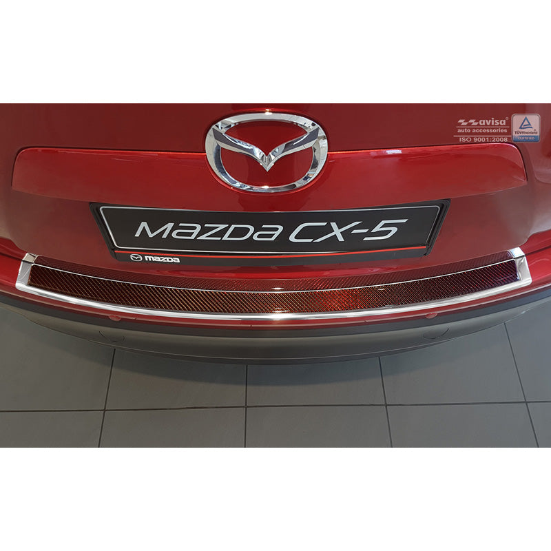 Edelstahl Heckstoßstangenschutz 'Deluxe' passend für Mazda CX-5 2014- Chrom/Rot-Schwarz Karbon