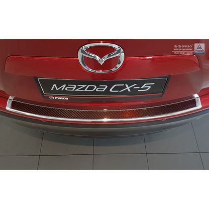 Edelstahl Heckstoßstangenschutz 'Deluxe' passend für Mazda CX-5 2014- Chrom/Rot-Schwarz Karbon