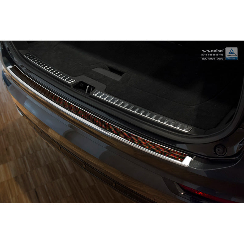 Edelstahl Heckstoßstangenschutz 'Deluxe' passend für Volvo XC90 2015- Chrom/Rot-Schwarz Karbon