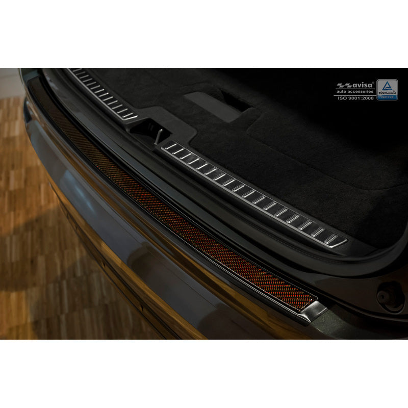 Edelstahl Heckstoßstangenschutz 'Deluxe' passend für Volvo XC90 2015- Schwarz/Rot-Schwarz Karbon