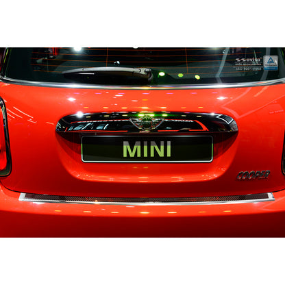 Edelstahl Heckstoßstangenschutz 'Deluxe' passend für Mini One/Cooper F56 3-türer 3/2014- Chrom/Rot-Schwarz Karbon