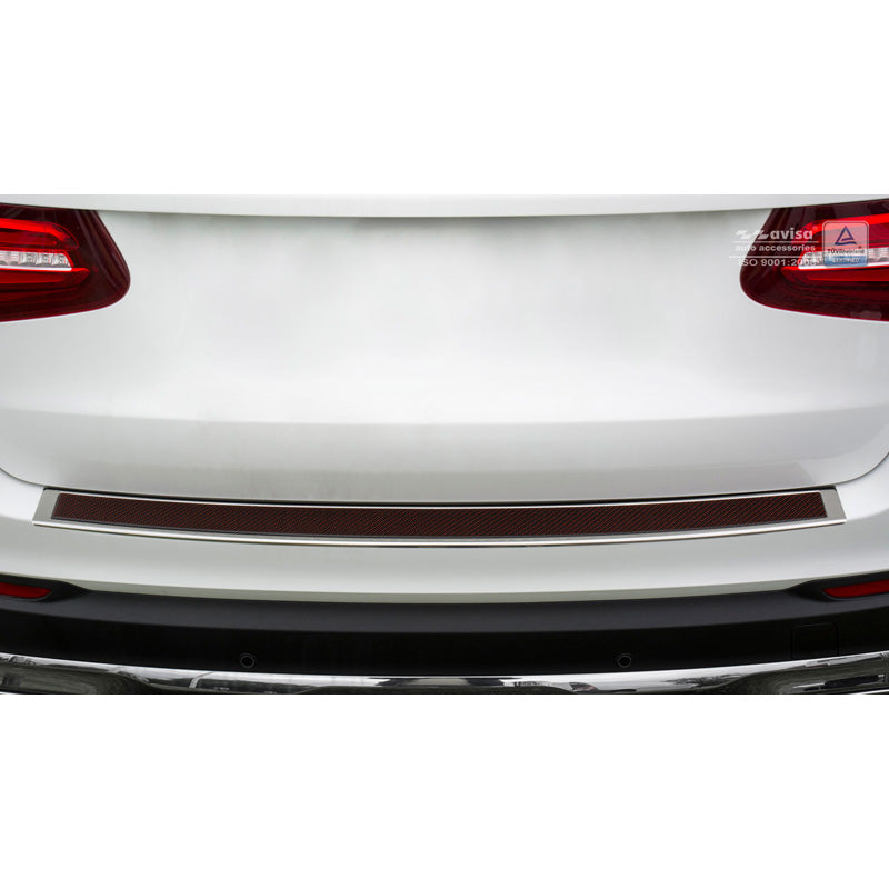 Edelstahl Heckstoßstangenschutz 'Deluxe' passend für Mercedes GLC 2015-2019 & FL 2019- Chrom/Rot-Schwarz Karbon