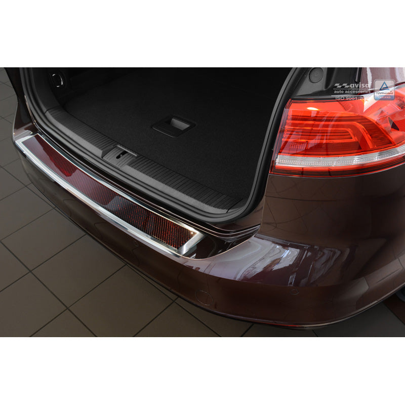 Edelstahl Heckstoßstangenschutz 'Deluxe' passend für Volkswagen Passat 3G Variant 2014- Chrom/Rot-Schwarz Karbon