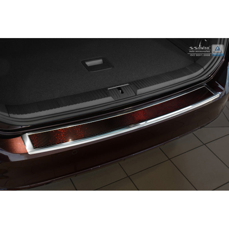 Edelstahl Heckstoßstangenschutz 'Deluxe' passend für Volkswagen Passat 3G Variant 2014- Chrom/Rot-Schwarz Karbon