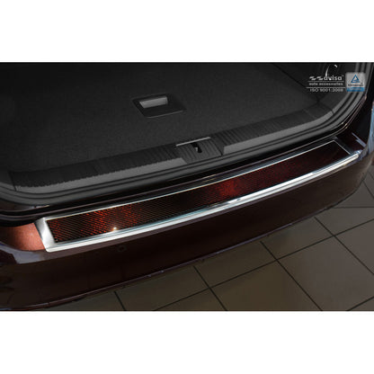Edelstahl Heckstoßstangenschutz 'Deluxe' passend für Volkswagen Passat 3G Variant 2014- Chrom/Rot-Schwarz Karbon