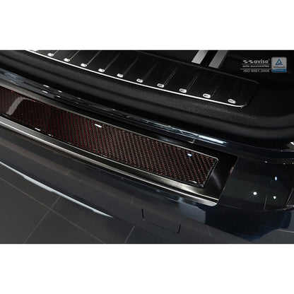 Edelstahl Heckstoßstangenschutz 'Deluxe' passend für BMW X3 F25 2014-2017 Spiegelschwarz/Rot-Schwarz Karbon