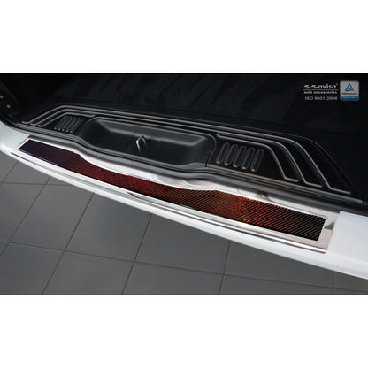 Edelstahl Heckstoßstangenschutz 'Deluxe' passend für Mercedes Vito W447 2014-2019 & Facelift 2019- Chrom/Rot-Schwarz Karbon