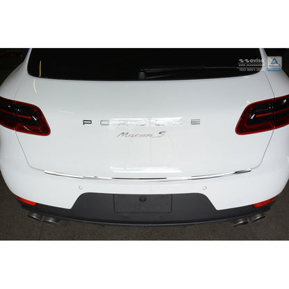 Edelstahl Heckstoßstangenschutz 'Deluxe' passend für Porsche Macan 2014- Chrom/Rot-Schwarz Karbon