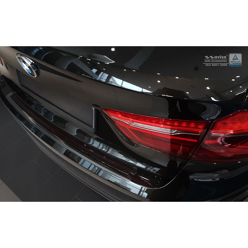 Edelstahl Heckstoßstangenschutz 'Deluxe' passend für BMW X6 F16 2014-2019 Schwarz/Rot-Schwarz Karbon exkl. M-Paket