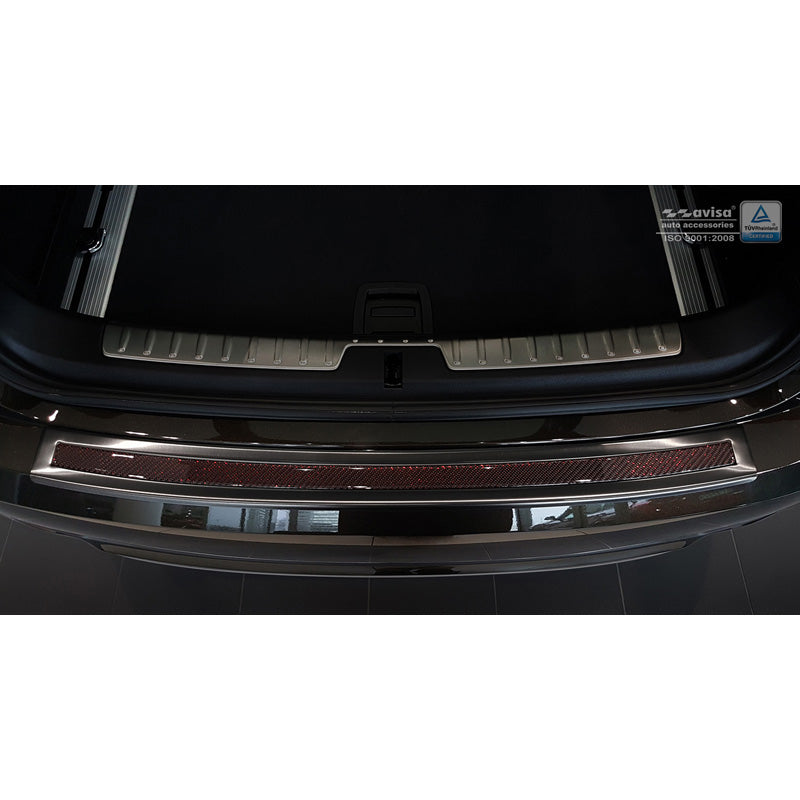 Edelstahl Heckstoßstangenschutz 'Deluxe' passend für BMW X6 F16 2014-2019 Schwarz/Rot-Schwarz Karbon exkl. M-Paket