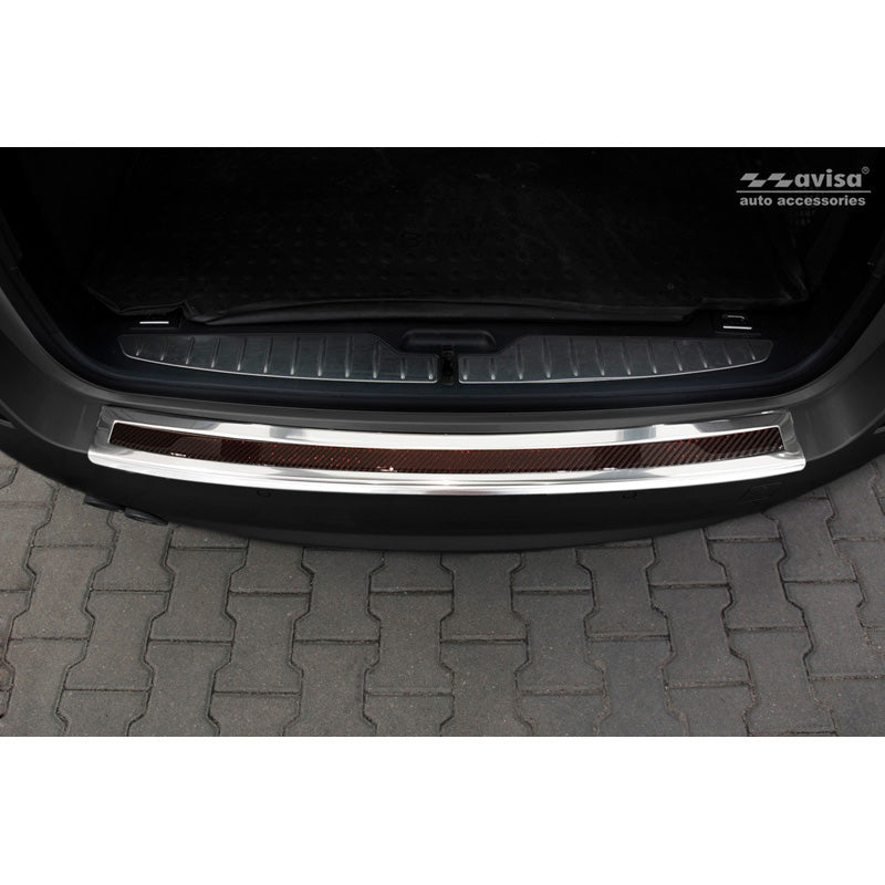 Edelstahl Heckstoßstangenschutz 'Deluxe' passend für BMW 5er F11 Touring 2010-2016 Chrom/Rot-Schwarz Karbon