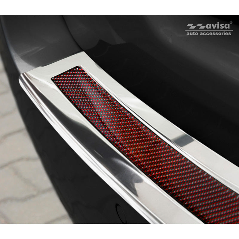 Edelstahl Heckstoßstangenschutz 'Deluxe' passend für BMW 5er F11 Touring 2010-2016 Chrom/Rot-Schwarz Karbon