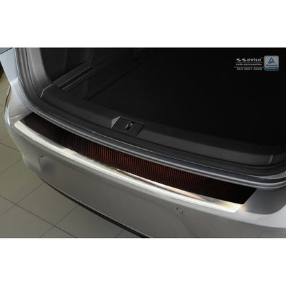 Edelstahl Heckstoßstangenschutz 'Deluxe' passend für Volkswagen Golf VII HB 3/5-türer 2012-2019 Chrom/Rot-Schwarz Karbon