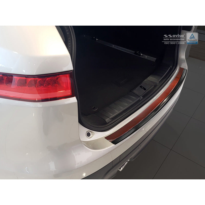 Edelstahl Heckstoßstangenschutz 'Deluxe' passend für Jaguar F-Pace 2016-2020 & FL 2020- Schwarz/Rot-Schwarz Karbon