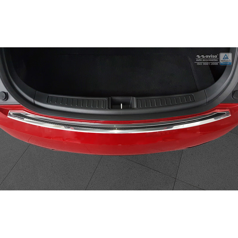 Edelstahl Heckstoßstangenschutz 'Deluxe' passend für Tesla Model S 2012-2016 & Facelift 2016- Chrom/Schwarz Karbon