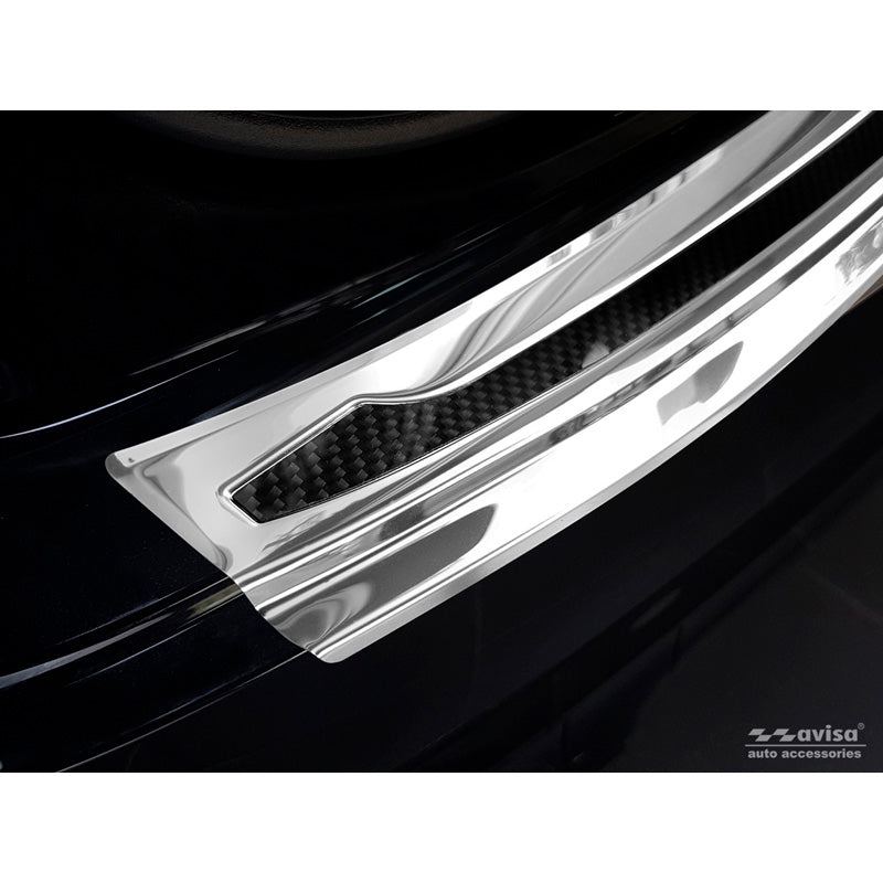 Edelstahl Heckstoßstangenschutz 'Deluxe' passend für Porsche Cayenne III 2017- 'Performance' Spiegelsilber/Schwarz Karbon