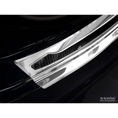 Edelstahl Heckstoßstangenschutz 'Deluxe' passend für Porsche Cayenne III 2017- 'Performance' Spiegelsilber/Schwarz Karbon