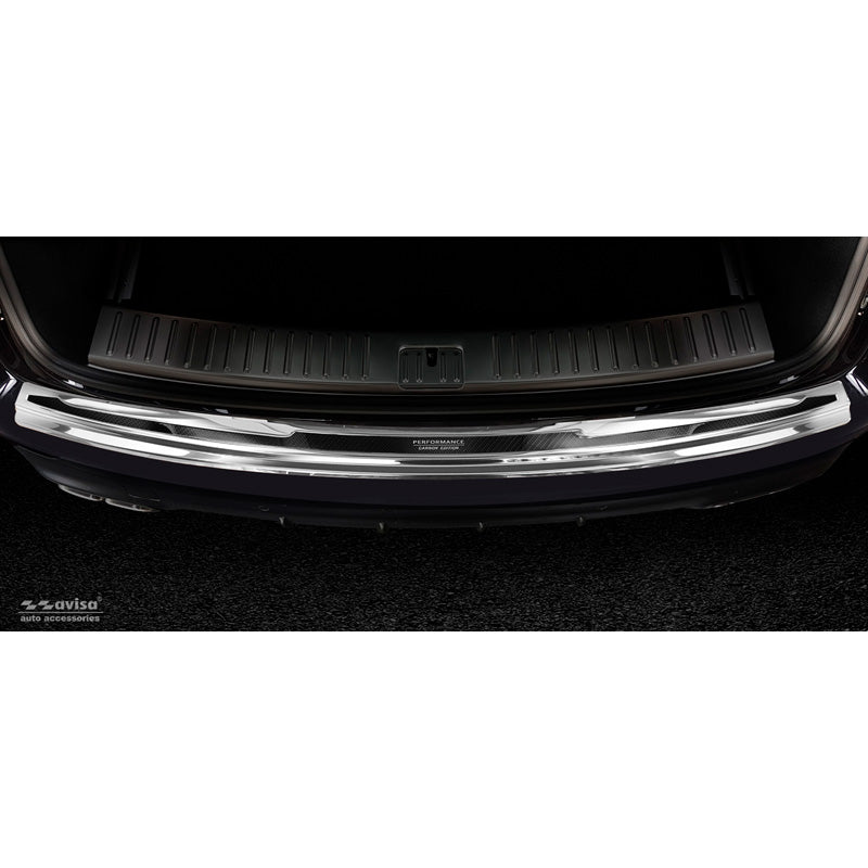 Edelstahl Heckstoßstangenschutz 'Deluxe' passend für Porsche Cayenne III 2017- 'Performance' Spiegelsilber/Schwarz Karbon