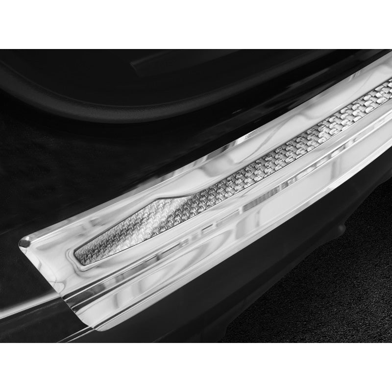 Edelstahl Heckstoßstangenschutz 'Deluxe' passend für Porsche Cayenne III 2017- 'Performance' Spiegelsilber/Silber Karbon