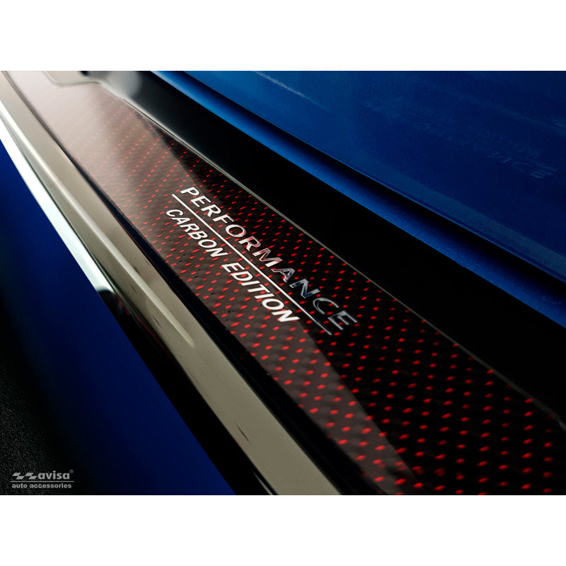 Edelstahl Heckstoßstangenschutz 'Deluxe' passend für BMW X1 F48 2015-2022 'Performance' Spiegelschwarz/Rot-Schwarz Karbon