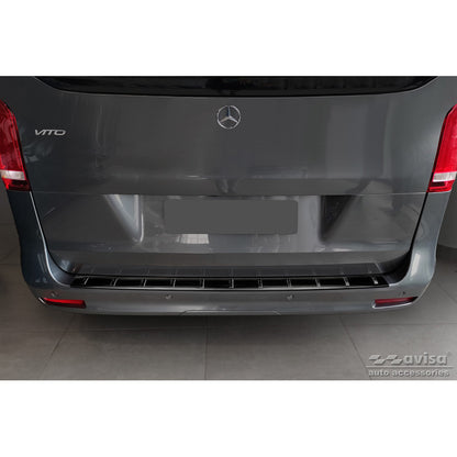 Schwarz Edelstahl Heckstoßstangenschutz passend für Mercedes Vito / V-Klasse 2014-2019 & Facelift 2019- (nur Heckklappe) 'STRONG EDITION'