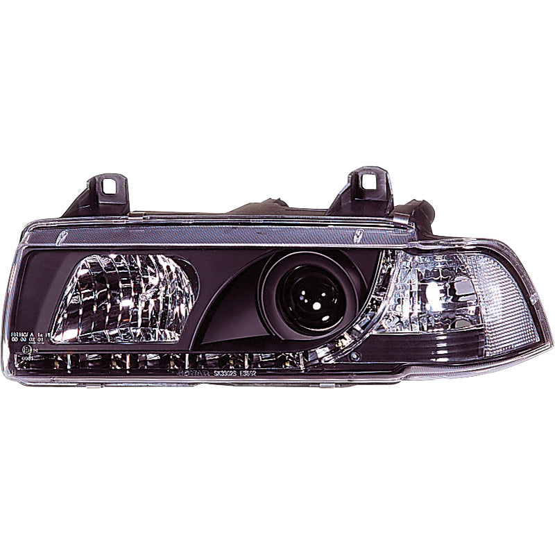 Satz Frontscheinwerfer TFL-Look passend für BMW 3er E36 Coupe/Cabrio - Schwarz