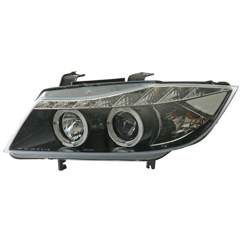 Satz Frontscheinwerfer TFL-Look passend für BMW 3er E90/E91 2005-2008 - Schwarz - inkl. Blinker & Standlichtringen