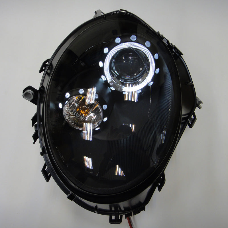 Satz Frontscheinwerfer passend für BMW New Mini R55-R57 2006-2010 - Schwarz - inkl. Standlichtringen