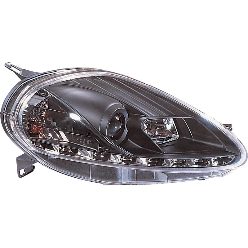 Satz Frontscheinwerfer inkl. TFL passend für Fiat Grande Punto 2005-2008 - Schwarz - inkl. Motor