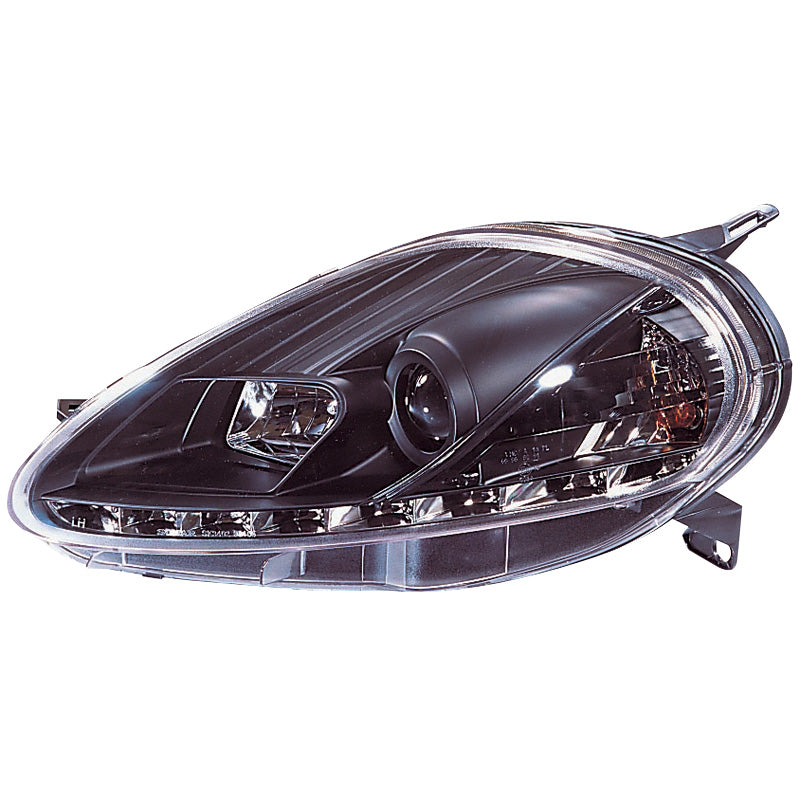 Satz Frontscheinwerfer TFL-Look passend für Fiat Grande Punto 2008- - Schwarz