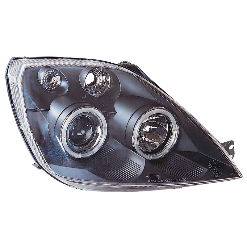 Satz Frontscheinwerfer passend für Ford Fiesta VI 2002-2008 - Schwarz - inkl. Standlichtringen
