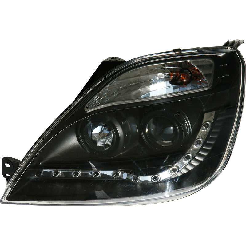 Satz Frontscheinwerfer TFL-Look passend für Ford Fiesta VI 2002-2008 - Schwarz - inkl. Motor