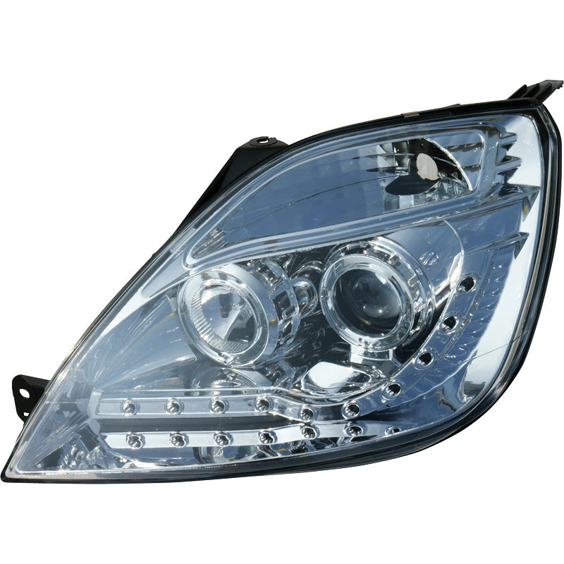 Satz Frontscheinwerfer TFL-Look passend für Ford Fiesta VI 2002-2008 - Chrom - inkl. Motor