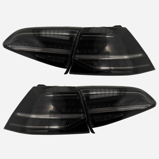 Satz LED Heckleuchten passend für Volkswagen Golf VII 2012-2017 & Facelift (7.5) 2017- exkl. Variant - Schwarz - inkl. Dynamische Blinker