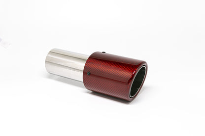 Friedrich Motorsport Endrohr 90mm rund Carbon abgeschrägt rot glänzend