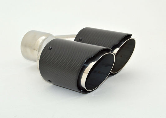 Friedrich Motorsport Endrohr Carbon 2x90mm rund scharf abgeschrägt versetzt rechts, schwarz (Aufpreis)