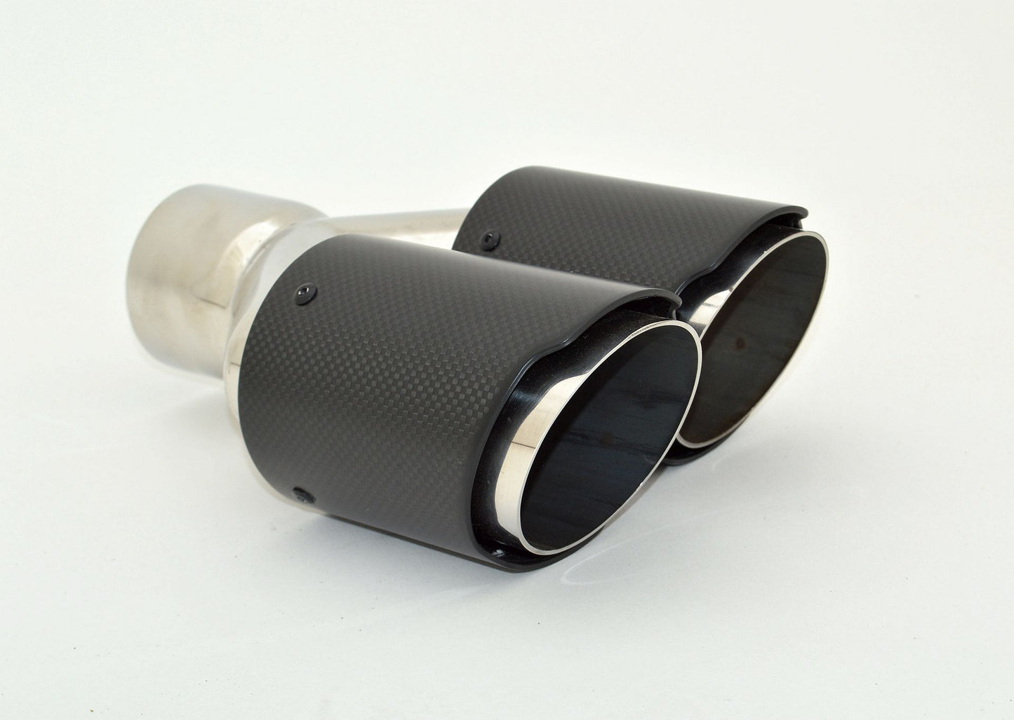 Friedrich Motorsport Endrohr Carbon 2x90mm rund scharf abgeschrägt versetzt rechts, schwarz