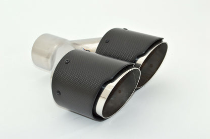 Friedrich Motorsport Endrohr Carbon 2x100mm rund scharf abgeschrägt versetzt rechts, schwarz (Aufpreis)