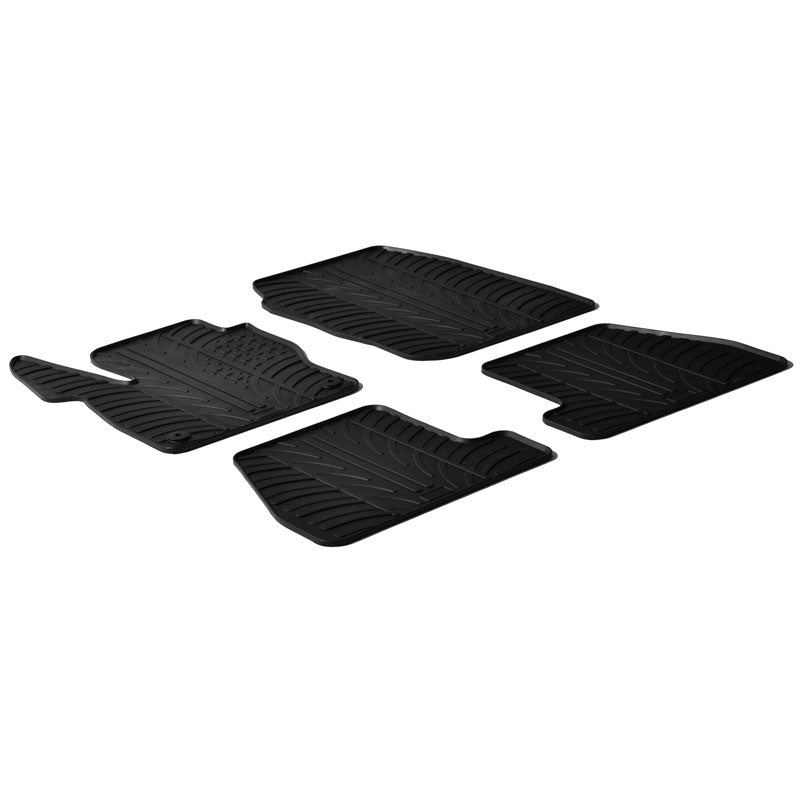 Satz Gummimatten passend für Ford Focus 3/5 türer + ST 2011-2015 (T Profil 4-teilig + Montage-clips)