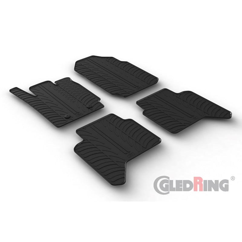 Satz Gummimatten passend für Ford Ranger (TKE) Double Cab 2013-2022 (Automatik) & Raptor 2019-2022 (T Profil 4-teilig + Montage-clips)
