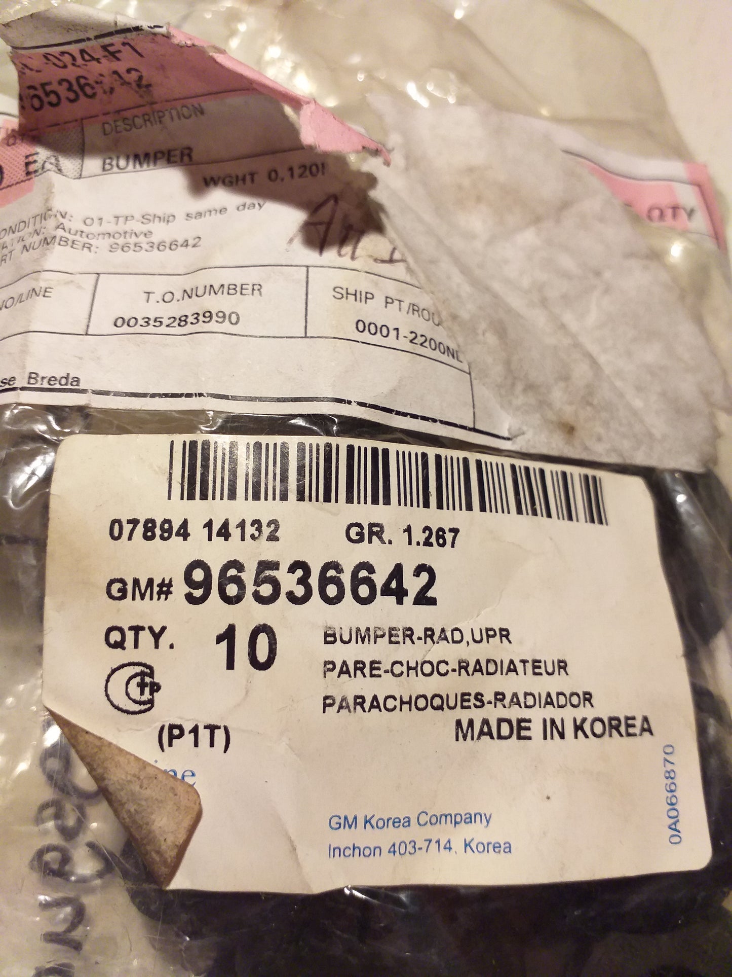 Oldtimer Youngtimer Befestigungsgummi Kühler oben original GM Opel NEU