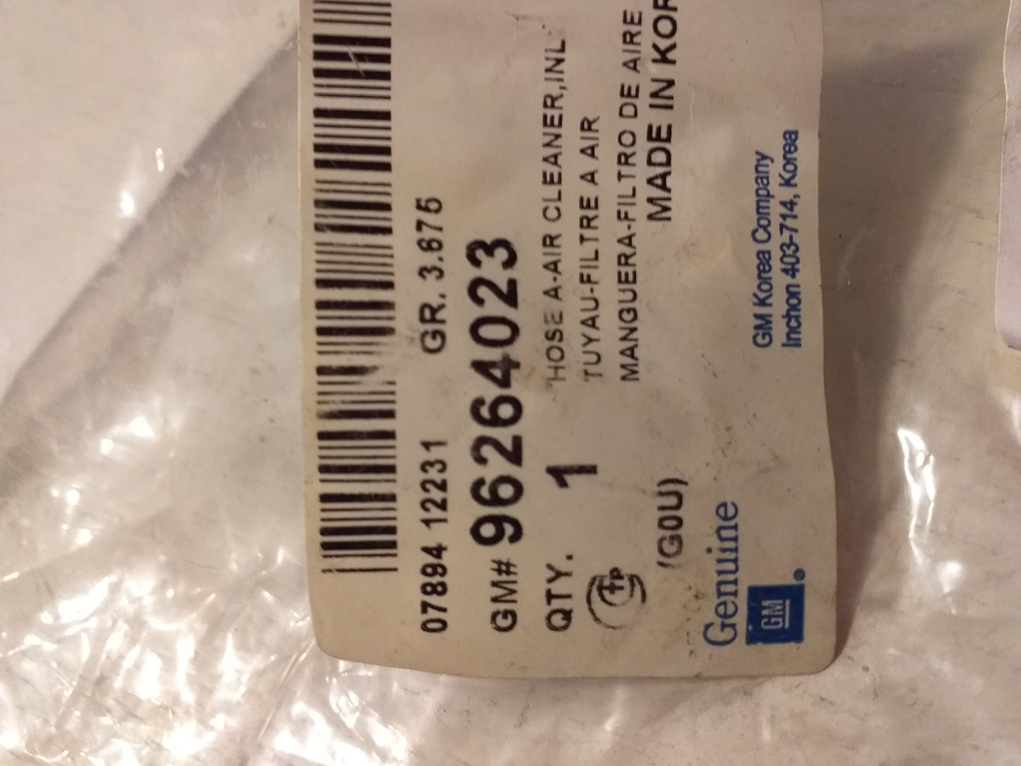 Daewoo Rezzo CDX 2.0 Benzin Ansaugrohr Lufteinlass Rohrleitung original GM Opel NEU