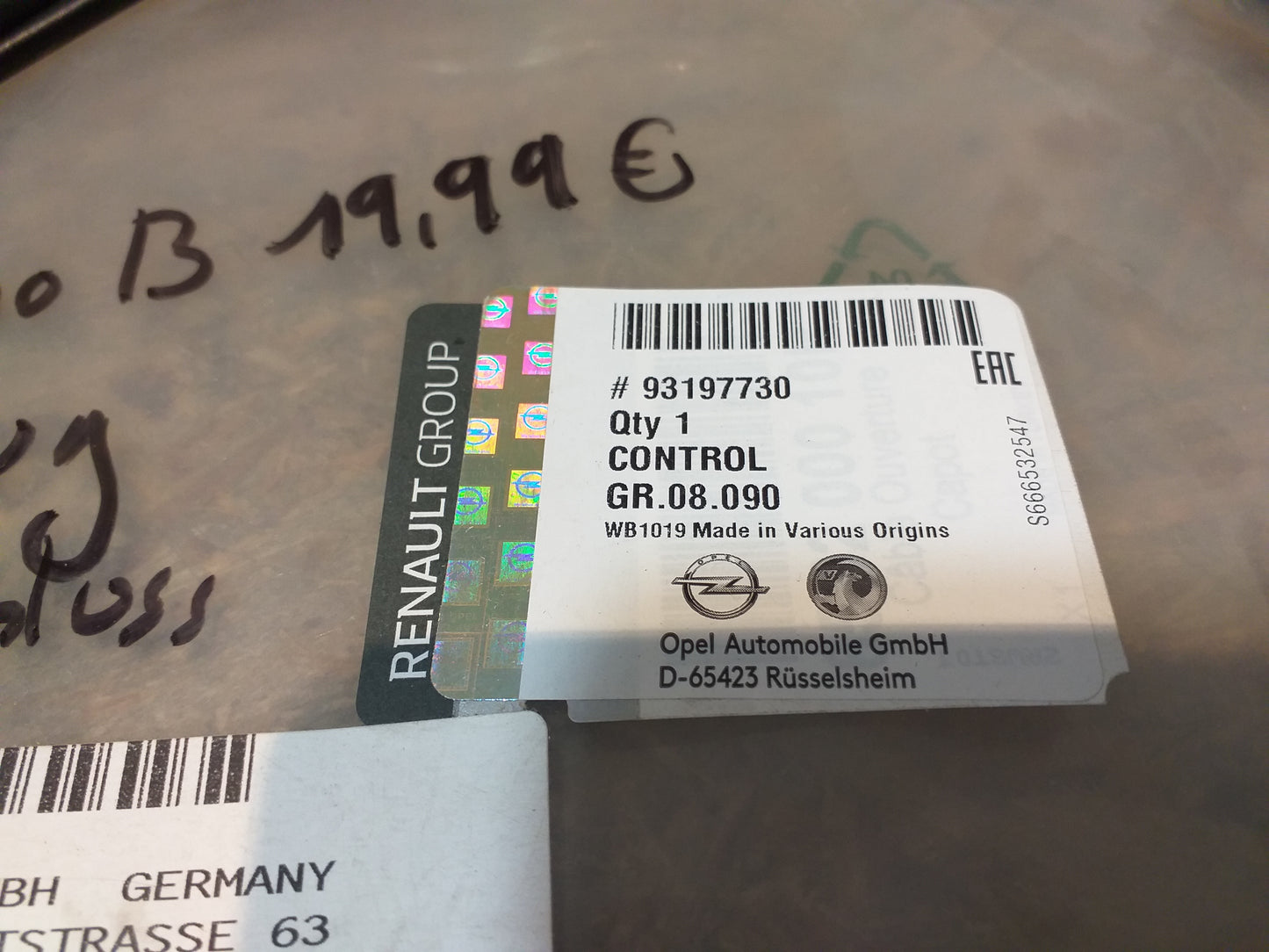 Movano B Seilzug Haubenverschluss original Opel NEU