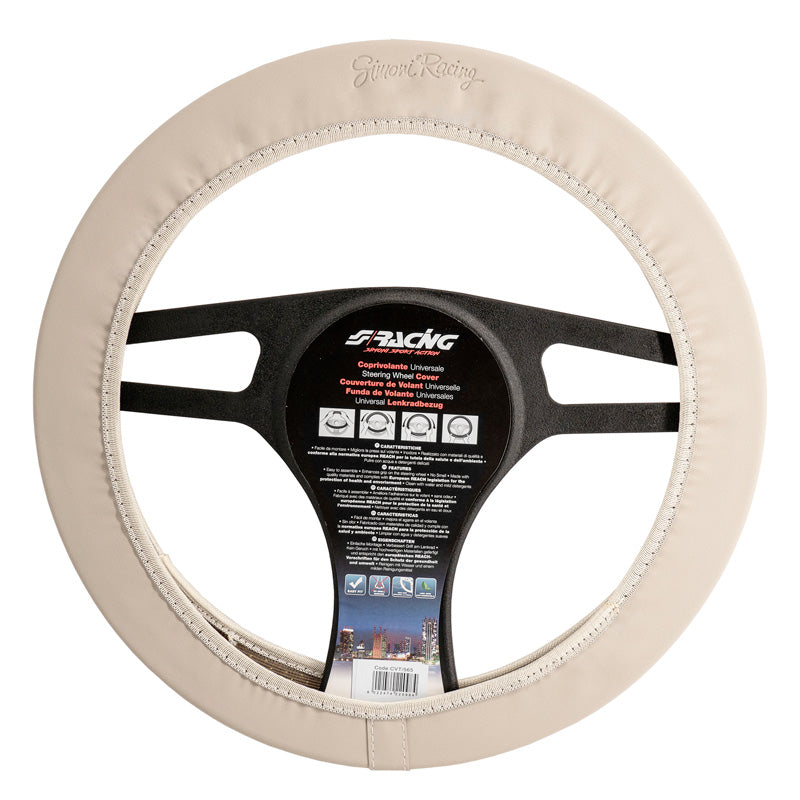 Simoni Racing Lenkradhülle 565 - 37-39cm - Beiges Kunstleder