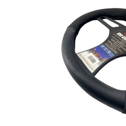 Simoni Racing Lenkradhülle Sporty - 37-39cm - Schwarz Bioleder, Mikrofaser, Karbon-Optik
Gelbe 12-Uhr-Markierung